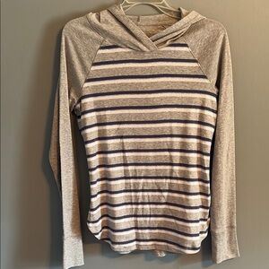 NWOT Eddie Bauer Gray and Blue Striped Hoodie